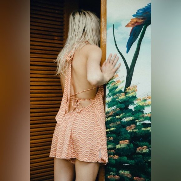 Urban Outfitters | Sand Dollar Romper Assorted Wavy Groovy Pink 70s Style New - Picture 8 of 15